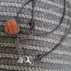Silpada leather and sterling silver heart necklace